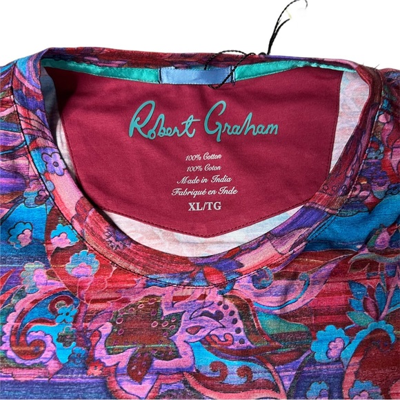 NWT Robert Graham Lazo T-Shirt XL | abstract floral graphic AOP tee shirt - Picture 4 of 7